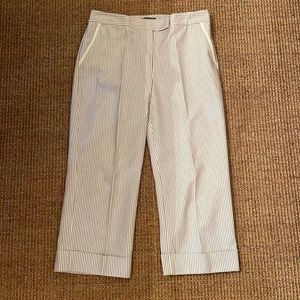 Ann Taylor Violet and White Striped Capris 6